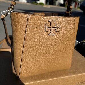 NWT Tory Burch MCGRAW Small Bucket Bag in Tiramisu Retail $348